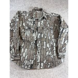 Vintage 90s Five Brother Camo Flannel Button Up Shirt Mens XL 17-17.5 Gray USA